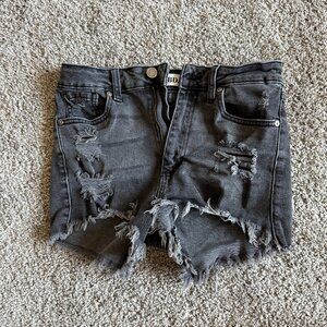 Women's Black Denim Jean Shorts Distressed w Rips Size Small - JBD Brand